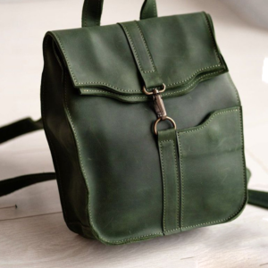 green small leather backpack